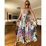 Napraforgó mintás maxi ruha